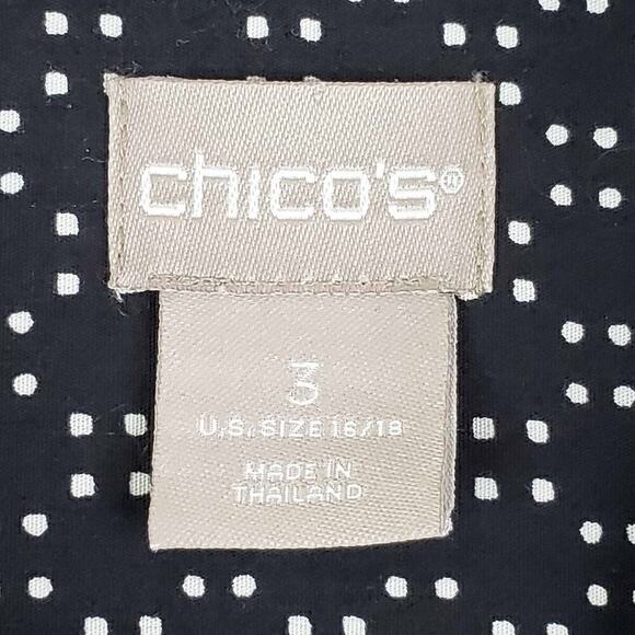 Chicos Shirt Women’s Button Down Long Sleeve Size 3 US XL Black Geometric - Picture 7 of 9